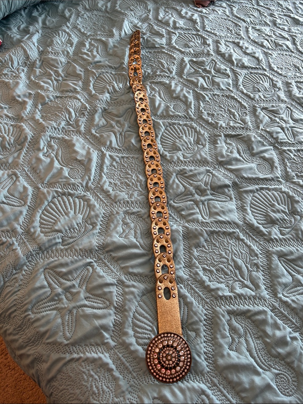 Gold Rhinestone Circle-Buckle Women’s Belt